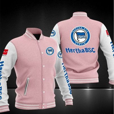 Hertha BSC Pink White Baseball Jacket