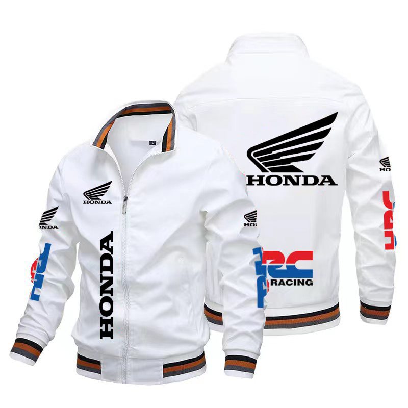 Honda Motorcycles White Bomber Jacket Honda Motorcycles White Bomber Jacket