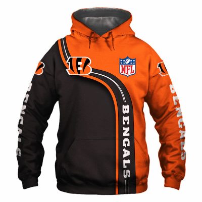 NFL Cincinnati Bengals Orange Black Pullover Hoodie V5
