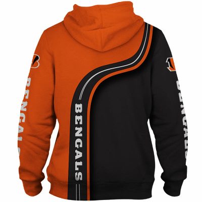NFL Cincinnati Bengals Orange Black Pullover Hoodie V5
