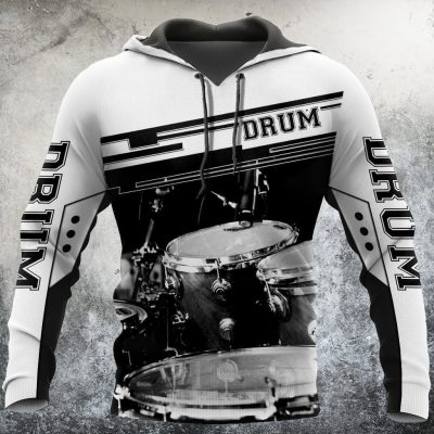 Music Lover - Drums Black White Pullover Hoodie