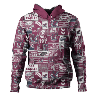 Manly Warringah Sea Eagles Hoodie - Team Of Us Die Hard Fan Supporters Comic Style