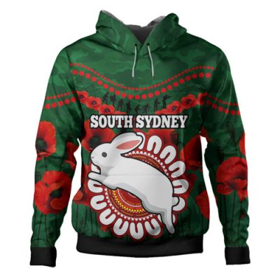 South Sydney Rabbitohs Custom Hoodie - Poppies Flower And Souths Hoodie