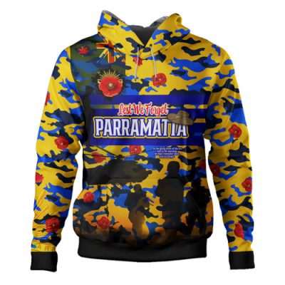 Parramatta Eels Anzac Custom Hoodie - Parramatta Eels Jersey Poppies Anzac Hoodie