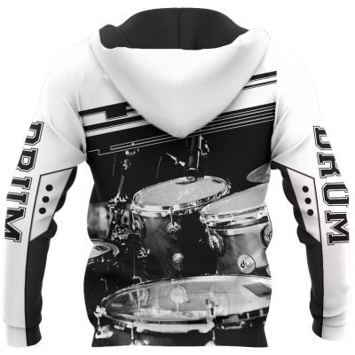 Music Lover - Drums Black White Pullover Hoodie