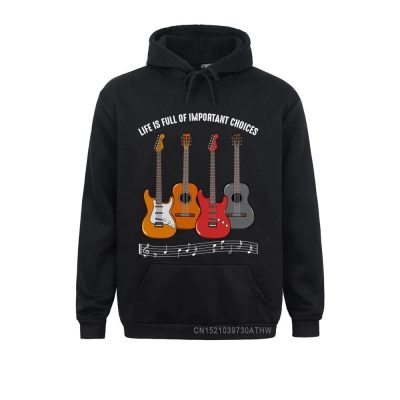 Music Lover - Life Is Full Of Important Choices Guitar Black Pullover Hoodie