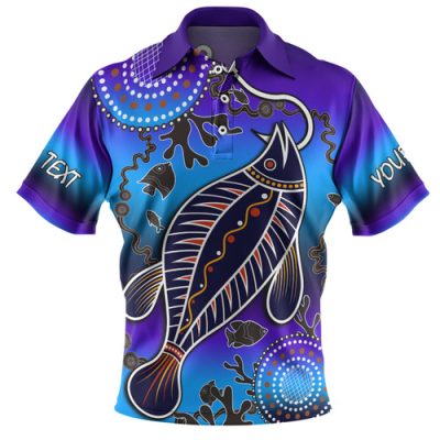 Australia Fishing Aboriginal Fishing Custom Polo Shirt - Hooked On Fishing With Aboriginal Patterns Polo Shirt