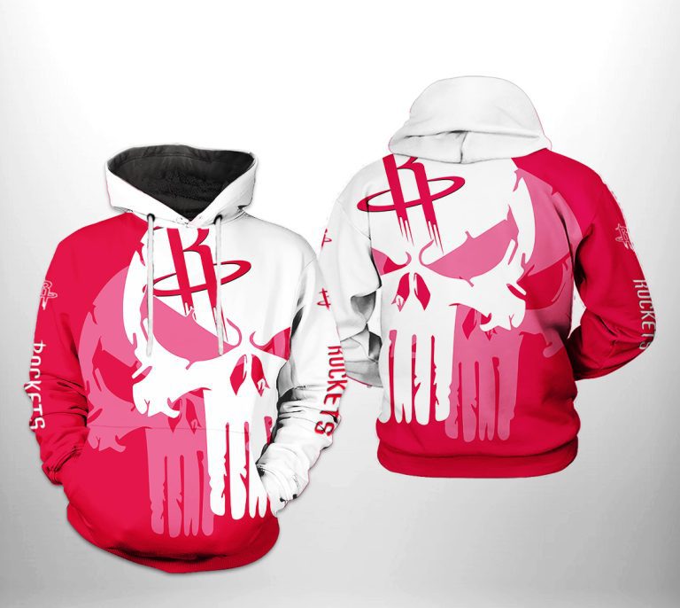 NBA Houston Rockets Punisher Skull Pullover Hoodie NBA Houston Rockets Punisher Skull Pullover Hoodie
