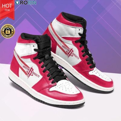 NBA Houston Rockets White Red Air Jordan 1 High Sneakers