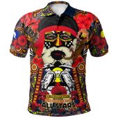 Indigenous All Stars Anzac Custom Watercolour Polo Shirt - Remembrance Indigenous Dreamtime With Poppy Flower