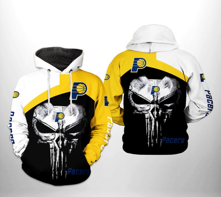 NBA Indiana Pacers Gold Blue Punisher Skull Pullover Hoodie NBA Indiana Pacers Gold Blue Punisher Skull Pullover Hoodie