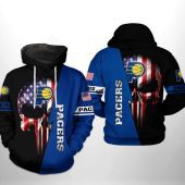 NBA Indiana Pacers US Flag Punisher Skull Pullover Hoodie