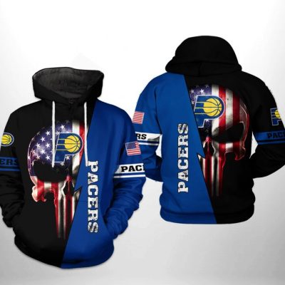 NBA Indiana Pacers US Flag Punisher Skull Pullover Hoodie