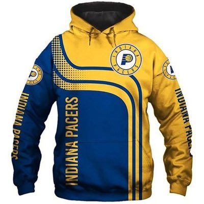 NBA Indiana Pacers Gold Blue Curves Pullover Hoodie