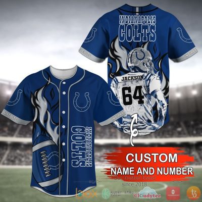 NFL Indianapolis Colts Custom Name Number Blue Baseball Jersey V5