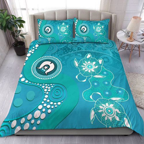Australia Turtles Aboriginal Bedding Set - Indigenous Dot Turtles In The Ocean (Turquoise) Bedding Set Australia Turtles Aboriginal Bedding Set - Indigenous Dot Turtles In The Ocean (Turquoise) Bedding Set