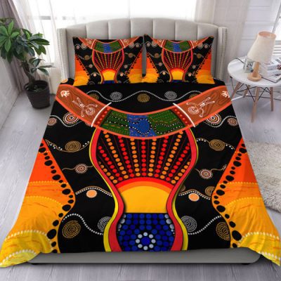 Australia Aboriginal Bedding Set - Indigenous Dot With Boomerang Inspired Bedding Set