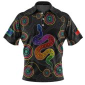 Australia Aboriginal Custom Polo Shirt - Indigenous Rainbow Serpent Inspired Polo Shirt
