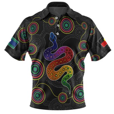 Australia Aboriginal Custom Polo Shirt - Indigenous Rainbow Serpent Inspired Polo Shirt