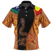 Australia Aboriginal Custom Polo Shirt - Indigenous Rainbow Serpent Inspired Polo Shirt