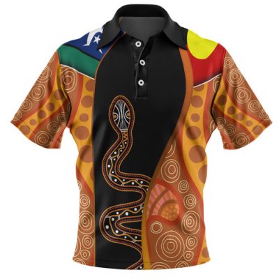 Australia Aboriginal Custom Polo Shirt - Indigenous Rainbow Serpent Inspired Polo Shirt