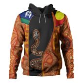 Australia Aboriginal Custom Hoodie - Turquoise Indigenous Rainbow Serpent Inspired Hoodie