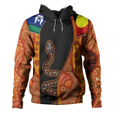 Australia Aboriginal Custom Hoodie - Turquoise Indigenous Rainbow Serpent Inspired Hoodie