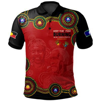 (Custom) Australia Polo Shirt Indigenous Culture Naidoc Week Keep The Fire Burning! Blak, Loud & Proud