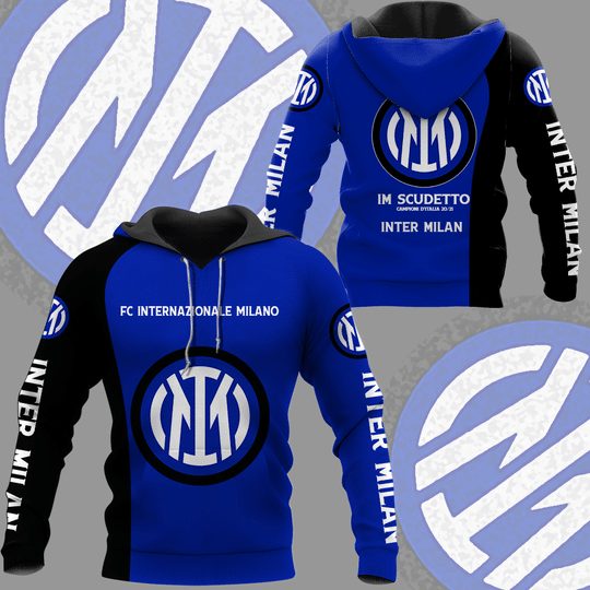 Inter Milan Blue Black Pullover Hoodie V1 Inter Milan Blue Black Pullover Hoodie V1