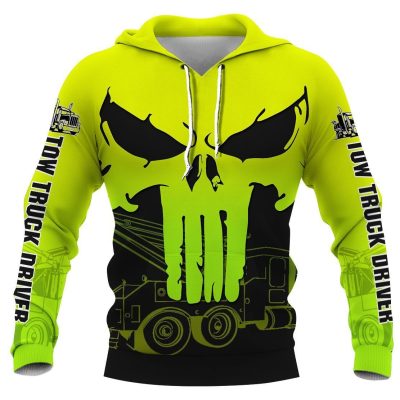 Car Lover - Tow Truck Driver Skull Custom Name Pullover Hoodie