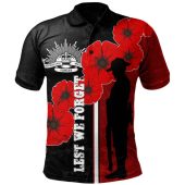 Australia Anzac Day Polo Shirt - Lest We Forget Remebrance Day (Black) Polo Shirt