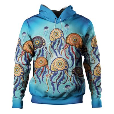 Australia Dot Painting Inspired Aboriginal Hoodie - Jellyfish Art In Aboriginal Dot Style Hoodie