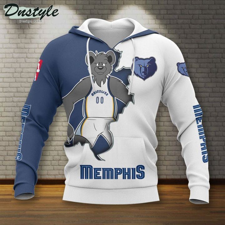 NBA Memphis Grizzlies White Blue Mascot Scratch Pullover Hoodie NBA Memphis Grizzlies White Blue Mascot Scratch Pullover Hoodie