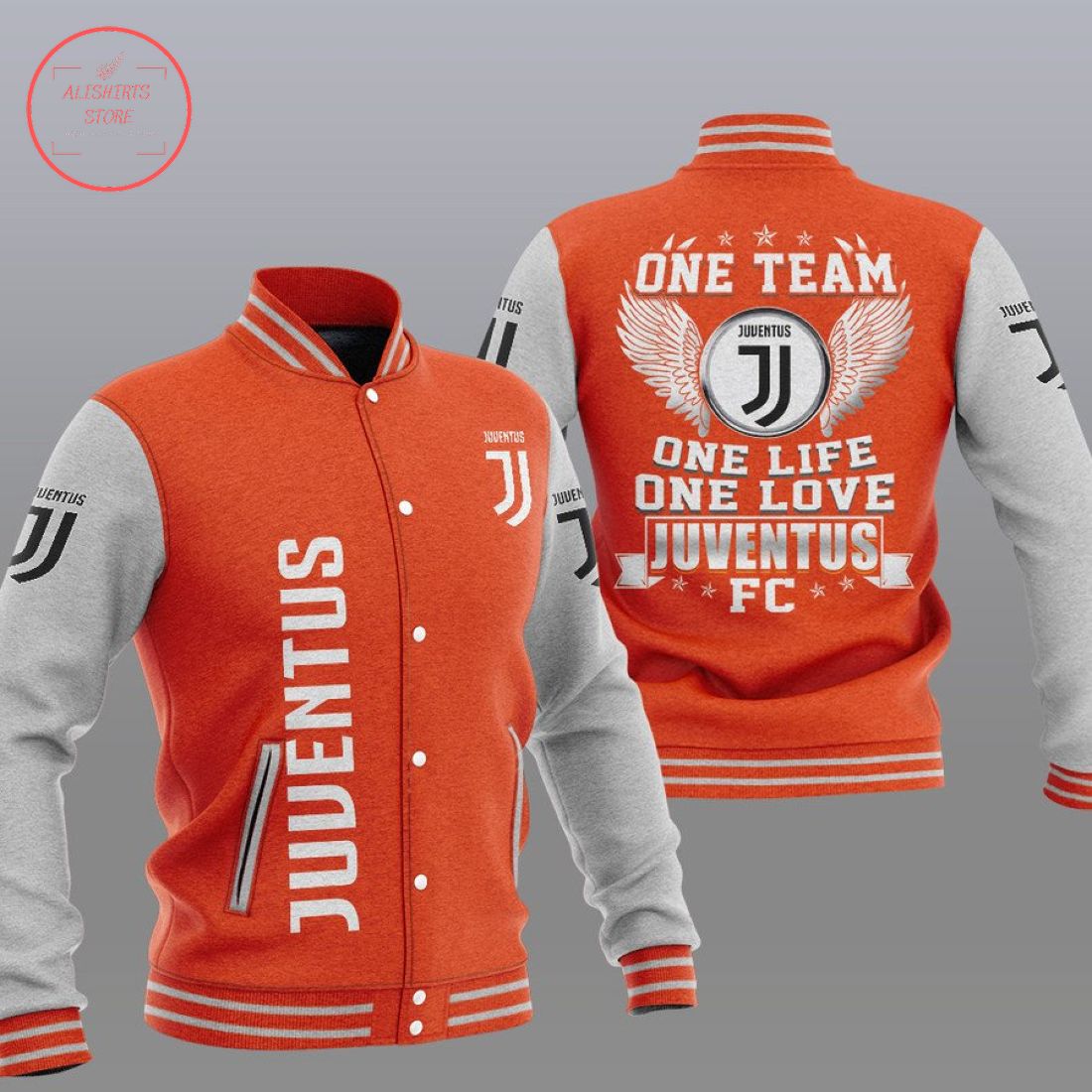 Juventus FC Orange One Team Baseball Jacket Juventus FC Orange One Team Baseball Jacket