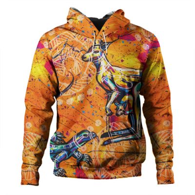 Australia Kangaroo Aboriginal Hoodie - Australia Kangaroo And Goanna Hoodie