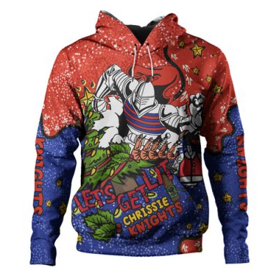 Newcastle Knights Christmas Custom Hoodie - Let's Get Lit Chrisse Pressie Hoodie