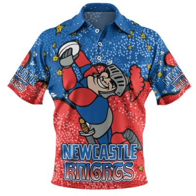 Newcastle Knights Custom Polo Shirt - Team With Dot And Star Patterns For Tough Fan Polo Shirt