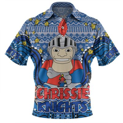 Newcastle Knights Christmas Custom Polo Shirt - Christmas Knit Patterns Vintage Jersey Ugly Polo Shirt
