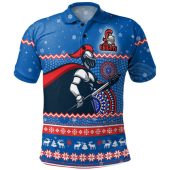 Newcastle Knights Christmas Custom Polo Shirt - Ugly Xmas And Aboriginal Patterns For Die Hard Fan Polo Shirt