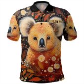 Australia Koala Custom Polo Shirt - Aboriginal Koala With Golden Wattle Flowers Polo Shirt