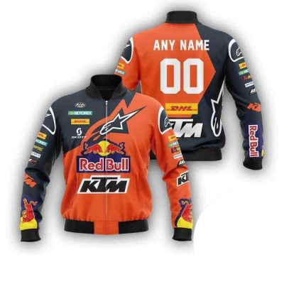 KTM Motorcycles Red Bull Custom Name Number Bomber Jacket V1