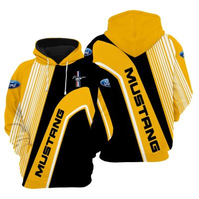 Ford Mustang Yellow Black Pullover Hoodie