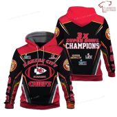NFL Kansas City Chiefs Black Red Super Bowl 2022 - 2023 Champions 3x Pullover Hoodie