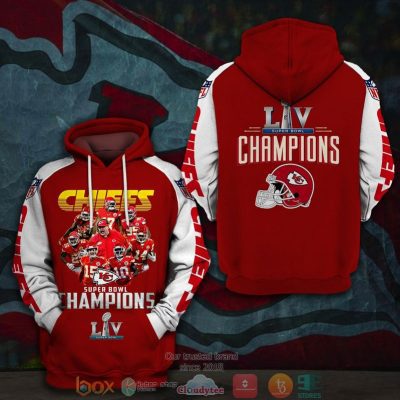 NFL Kansas City Chiefs Red White Players Super Bowl Champions LIV Pullover Hoodie