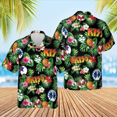 Kiss Aloha Tropical Pineapple Hawaiian Shirt