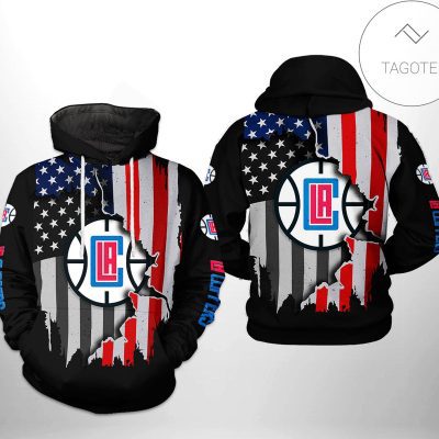 NBA Los Angeles Clippers US Flag Scratch Pullover Hoodie