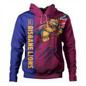 Brisbane Lions Hoodie Burning Passion Of Power Scratch Style