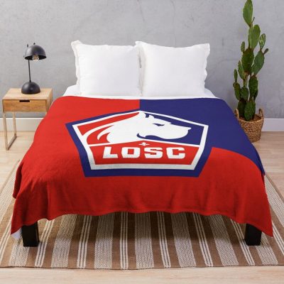 LOSC Lille Red Blue Big Logo Fleece Blanket