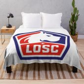 LOSC Lille White Big Logo Fleece Blanket