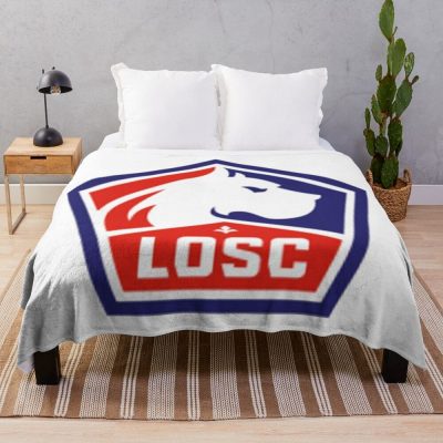 LOSC Lille White Big Logo Fleece Blanket